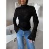 Černé elegantní top LOMUX s dlouhým rukávem (Veľkosť ONESIZE)
