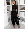 Čierne saténové balónové široké nohavice KALLOS (Veľkosť ONESIZE)