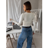 Krémové basic top PLOXIS s dlouhým rukávem a výstřihem (Veľkosť M/L)
