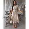 Krémové pouzdrové midi áčkové šaty WONDIX s páskem (Veľkosť ONESIZE)