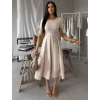 Krémové púzdrové midi áčkové šaty WONDIX s opaskom (Veľkosť ONESIZE)