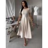 Krémové pouzdrové midi áčkové šaty WONDIX s páskem (Veľkosť ONESIZE)