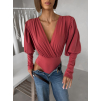 Lososové elegantní body KORBIX s výstřihem (Veľkosť ONESIZE)
