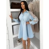 Modré košilové šaty VYLORIUM s krajkovými rukávy (Veľkosť ONESIZE)