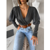 Šedé elegantní body KORBIX s výstřihem (Veľkosť ONESIZE)