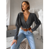 Šedé elegantní body KORBIX s výstřihem (Veľkosť ONESIZE)