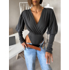 Šedé elegantní body KORBIX s výstřihem (Veľkosť ONESIZE)