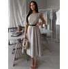 Šedé pouzdrové áčkové midi šaty GERARDYS s páskem (Veľkosť ONESIZE)