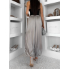 Šedé saténové balónové široké nohavice KALLOS (Veľkosť ONESIZE)