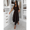 Tmavě hnědé variabilní saténové kalhoty MARINE (Veľkosť ONESIZE)