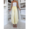 Žlté saténové balónové široké nohavice KALLOS (Veľkosť ONESIZE)