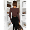 Hnedý zavinovací joga top NYTHOS (Veľkosť M/L)