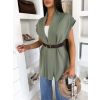 Khaki krátký cardigan vesta VESSIA s páskem (Veľkosť ONESIZE)