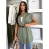Khaki krátký cardigan vesta VESSIA s páskem (Veľkosť ONESIZE)