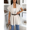 Krémový krátky kardigán vesta VESSIA s opaskom (Veľkosť ONESIZE)