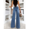 Modré extra wide leg široké dlhé džínsy QUENTISA (Veľkosť L)