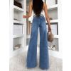 Modré extra wide leg široké dlouhé džíny QUENTISA (Veľkosť L)