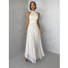 Béžové spoločenské dlhé tylové AURAC (Veľkosť ONESIZE)