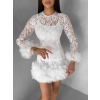 Biele krajkové koktailové šaty VINDORA (Veľkosť M/L)