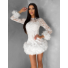 Biele krajkové koktailové šaty VINDORA (Veľkosť M/L)