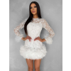 Biele krajkové koktailové šaty VINDORA (Veľkosť M/L)