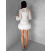 Biele krajkové koktailové šaty VINDORA (Veľkosť M/L)