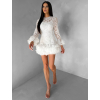 Biele krajkové koktailové šaty VINDORA (Veľkosť M/L)