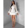 Biele krajkové koktailové šaty VINDORA (Veľkosť M/L)