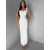 Biele luxusné spoločenské šaty SOLIVARA s perlami (Veľkosť L)
