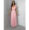 Broskyňové šifónové viazacie dlhé šaty VIONELA (Veľkosť ONESIZE)