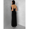 Čierne dlhé šaty SOLFARA s ozdobou (Veľkosť M/L)