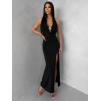 Čierne dlhé šaty SOLFARA s ozdobou (Veľkosť M/L)