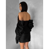 Čierne kokteilové mini šaty TUVIANA s naberanými rukávmi (Veľkosť L)