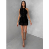 Čierne čipkované koktailové krátke šaty QUINTESSA (Veľkosť M/L)