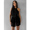 Čierne čipkované koktailové krátke šaty QUINTESSA (Veľkosť M/L)