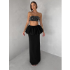 Čierny luxusný komplet VELDORA so sukňou (Veľkosť L)
