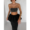 Čierny luxusný komplet VELDORA so sukňou (Veľkosť L)