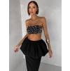 Čierny luxusný komplet VELDORA so sukňou (Veľkosť L)
