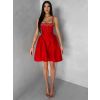 Červené krátké vypasované áčkové šaty MIRELYS s kamínky (Veľkosť L)