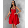 Červené krátke vypasované áčkové šaty MIRELYS s kamienkami (Veľkosť L)