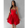 Červené krátke vypasované áčkové šaty MIRELYS s kamienkami (Veľkosť L)