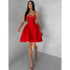 Červené krátke vypasované áčkové šaty MIRELYS s kamienkami (Veľkosť L)