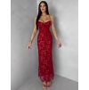 Červené společenské třpytivé dlouhé šaty KAILINA (Veľkosť ONESIZE)