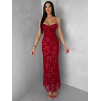 Červené spoločenské trblietavé dlhé šaty KAILINA (Veľkosť ONESIZE)