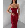Červené společenské třpytivé dlouhé šaty KAILINA (Veľkosť ONESIZE)