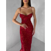 Červené spoločenské trblietavé dlhé šaty KAILINA (Veľkosť ONESIZE)