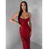 Červené společenské třpytivé dlouhé šaty KAILINA (Veľkosť ONESIZE)