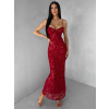 Červené spoločenské trblietavé dlhé šaty KAILINA (Veľkosť ONESIZE)