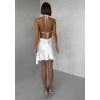 Krémové krátké koktejlové saténové šaty AMESTIA (Veľkosť L)