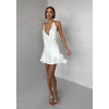 Krémové krátke koktailové saténové šaty AMESTIA (Veľkosť L)